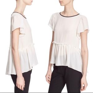 Cinq a Sept gathered silk-chiffon top Large